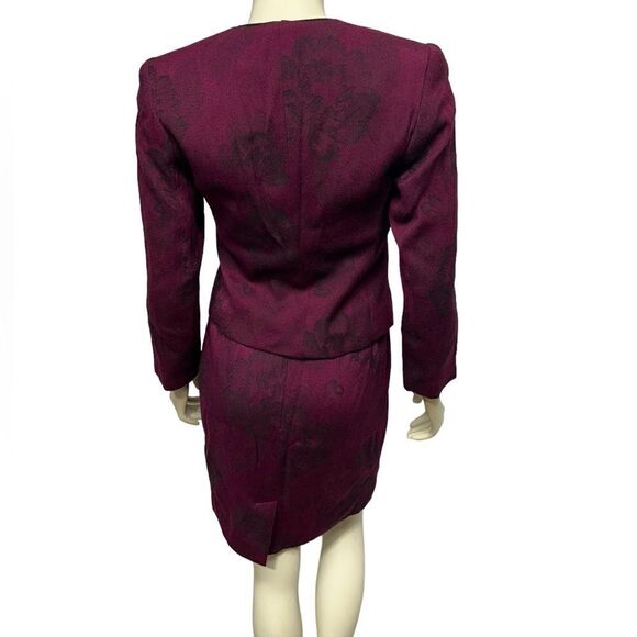 Vintage GIANNI Petite Wool Blend Floral Purple Blazer Mini Skirt Suit Set Flower - Picture 3 of 16